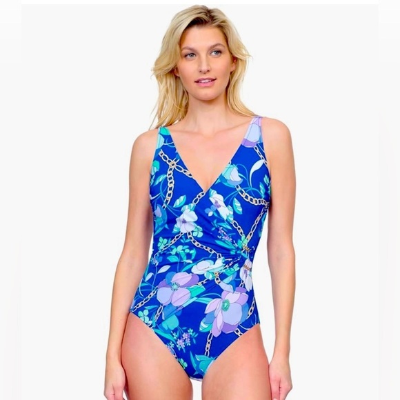 Gottex Other - Gottex Blue and Purple One Piece Swimsuit with Wrap Front. MSRP $ 154 on AZ